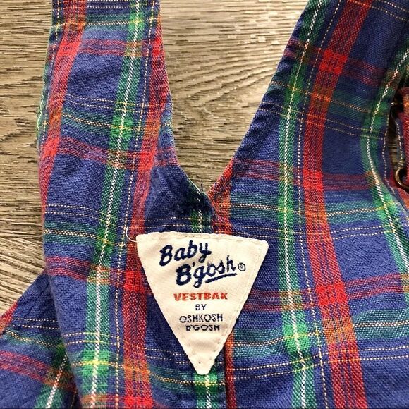 𝅺Vintage Osh Kosh B'Gosh Multicolor Gingham Bib Overalls Size 2T Boys Girls USA - Picture 8 of 9